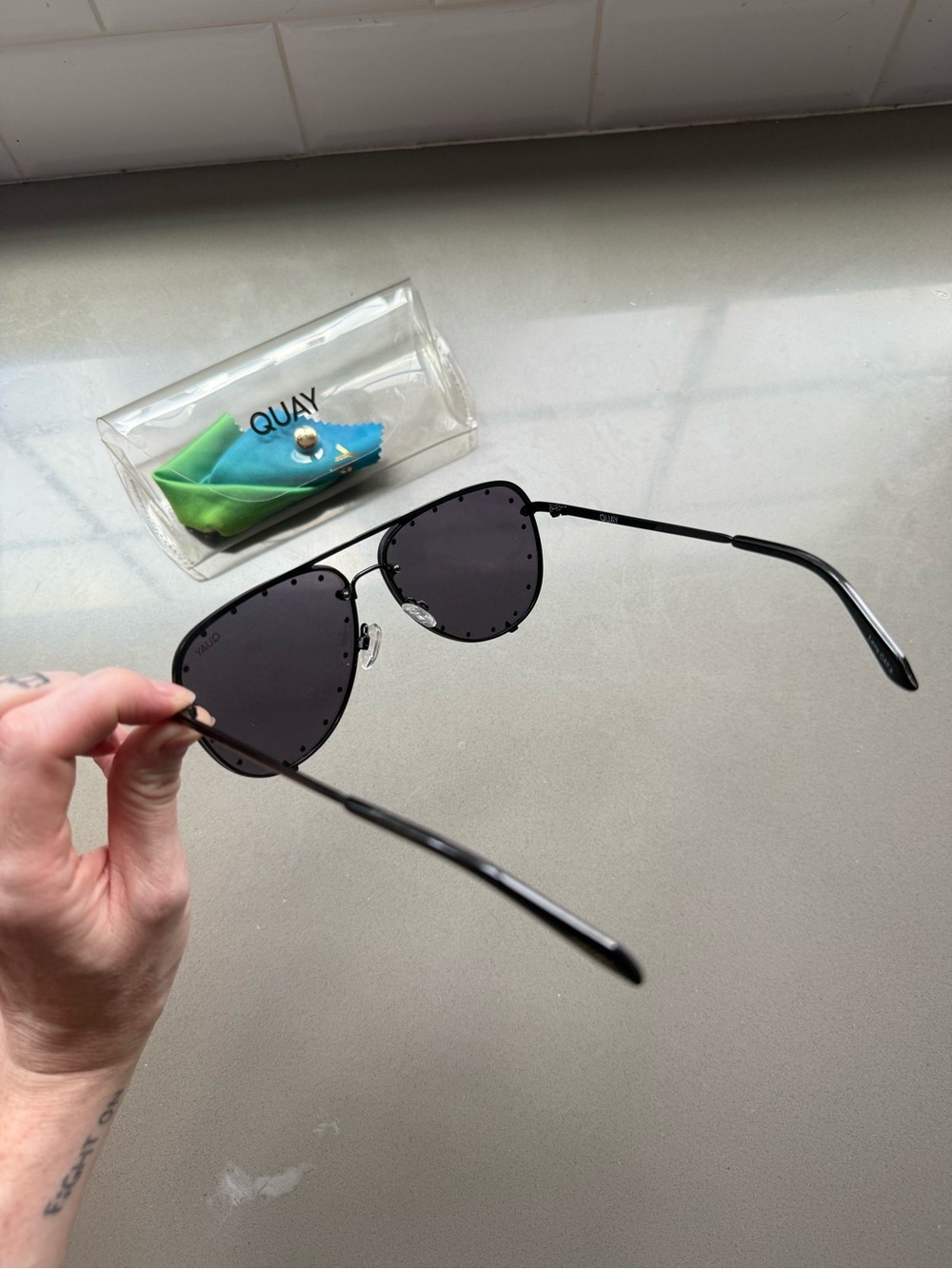 Quay High Key Rhinestone Oversized Sunglasses - Picture 3 of 4